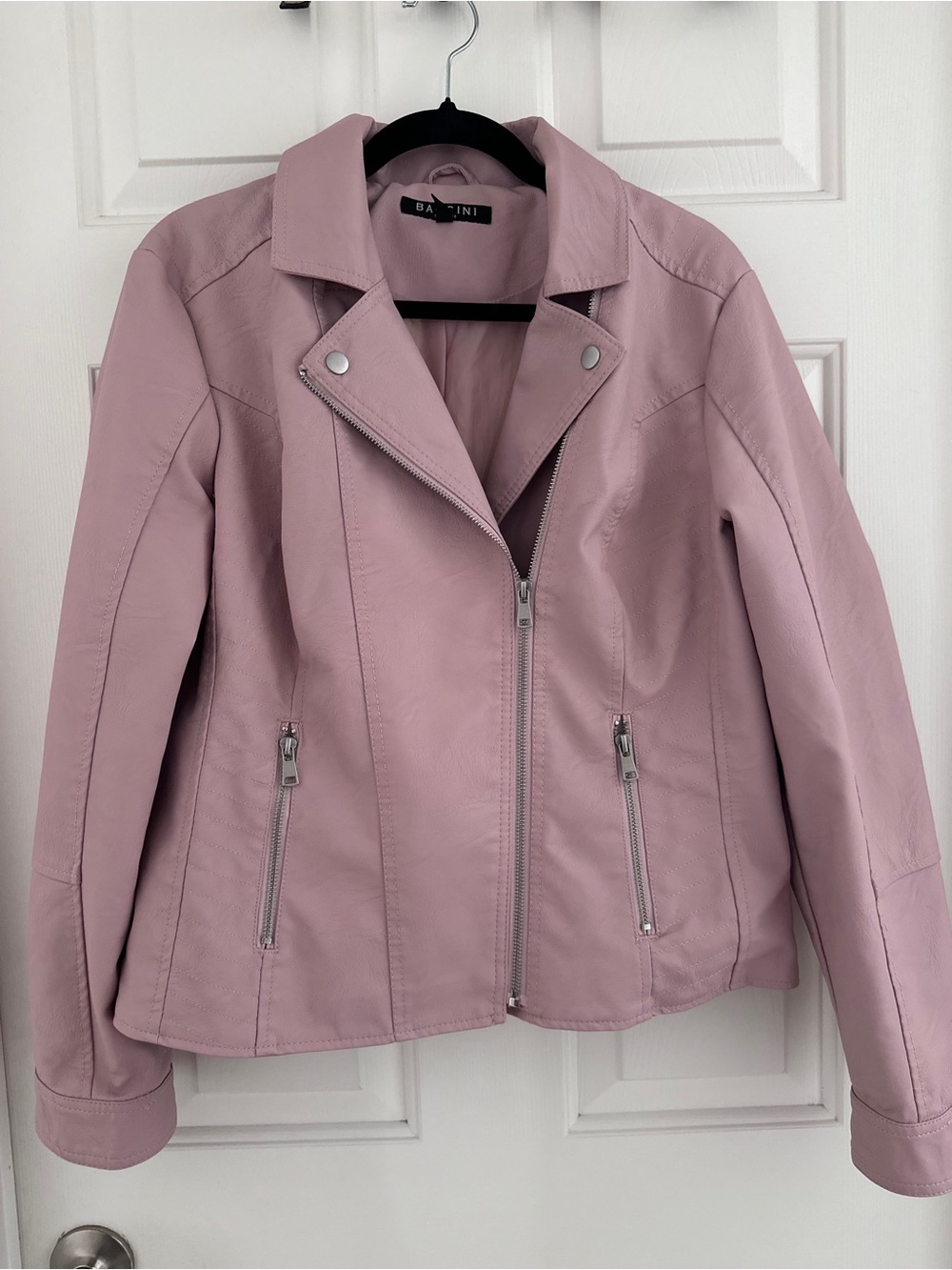 Baccini Dusty Pink Faux Leather Moto Jacket - Picture 3 of 5